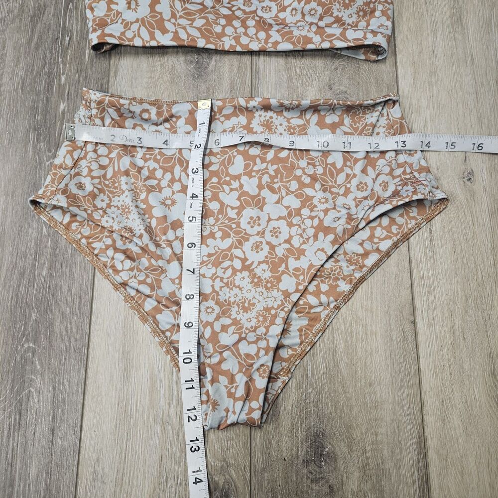 Everlane Bikini Set Blue Honey Floral Square Neck High Waist Women's XS Small - Picture 3 of 9